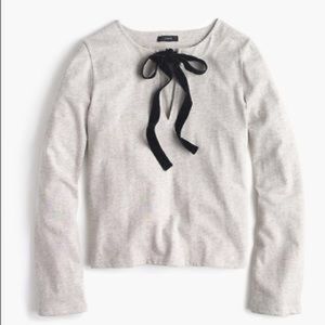 Grey Velvet Bow T Shirt